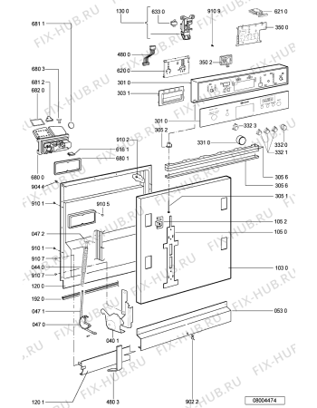 Схема №1 GSIP 9127 IN с изображением Панель для посудомойки Whirlpool 481245373075