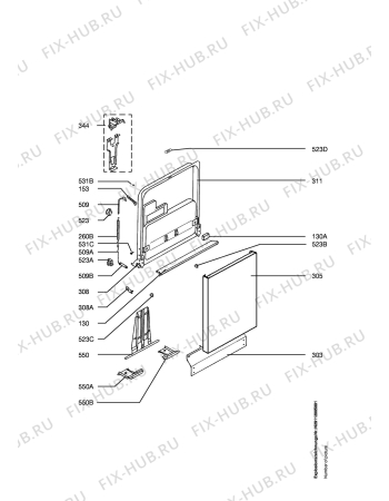 Взрыв-схема посудомоечной машины Arthurmartinelux ASF6263 - Схема узла Door 003