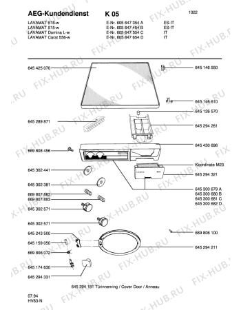 Схема №1 LAV505   W с изображением Указатель для стиралки Aeg 8996453024417