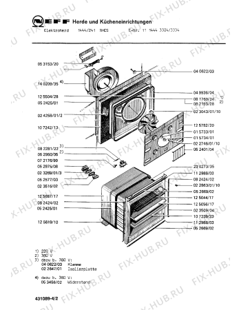 Взрыв-схема плиты (духовки) Neff 1114443304 1444/241NHCS - Схема узла 02