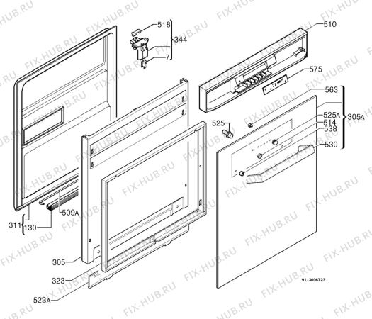 Взрыв-схема посудомоечной машины Electrolux ESI6180U - Схема узла Door 003