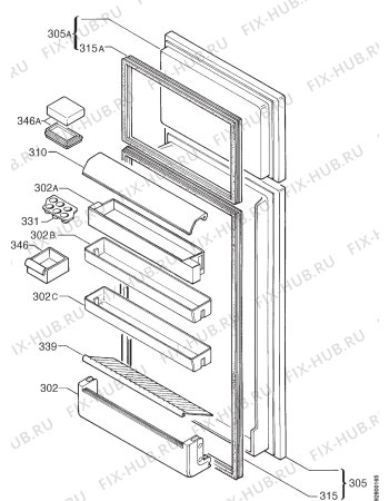 Взрыв-схема холодильника Zanussi ZFD25/7DAC - Схема узла Door 003