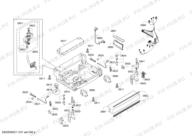 Взрыв-схема посудомоечной машины Bosch SMS88TI00Z, SuperSilencePlus, Serie 8 - Схема узла 06