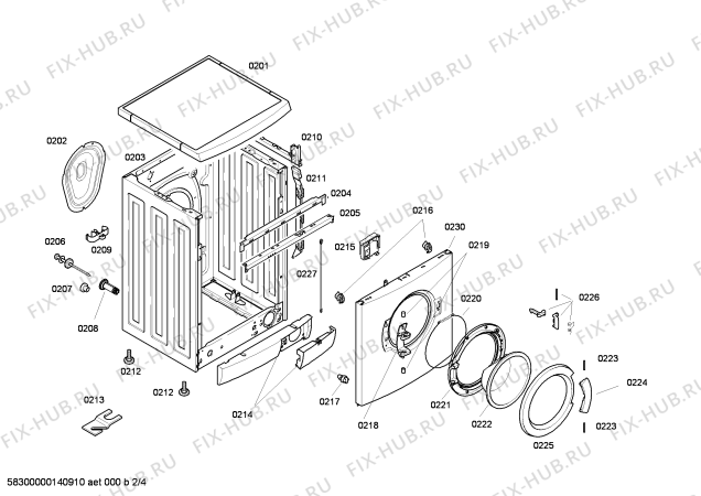 Взрыв-схема стиральной машины Bosch WAE24413 - Схема узла 02