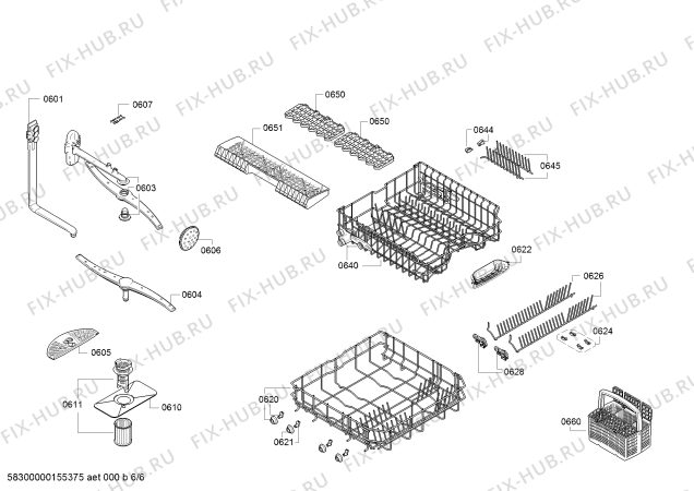 Взрыв-схема посудомоечной машины Bosch SMI40M55EU - Схема узла 06