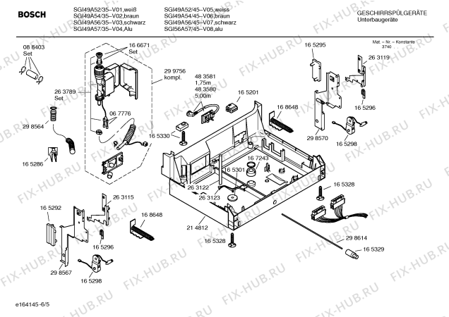 Взрыв-схема посудомоечной машины Bosch SGI49A52 Silence comfort - Схема узла 05