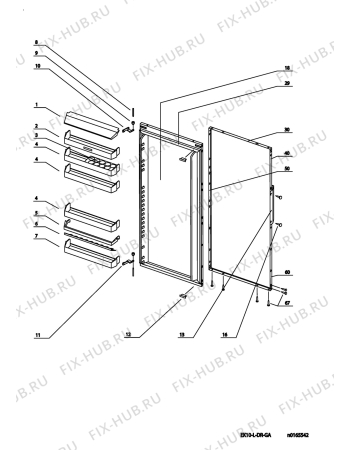 Взрыв-схема холодильника Electrolux EK24210LIWE - Схема узла Door 003