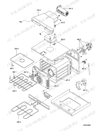 Взрыв-схема плиты (духовки) Whirlpool AKZ 394 IX - Схема узла