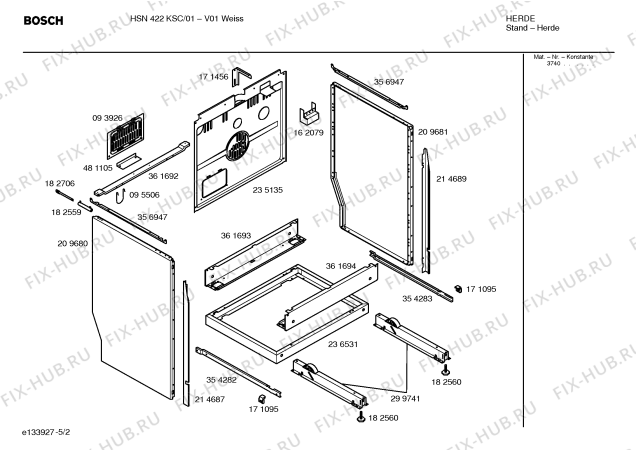Схема №5 HSN422KSC с изображением Инструкция по эксплуатации для духового шкафа Bosch 00528305