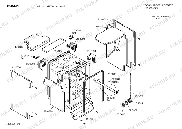 Схема №5 SRU4002SK с изображением Инструкция по эксплуатации для электропосудомоечной машины Bosch 00529386