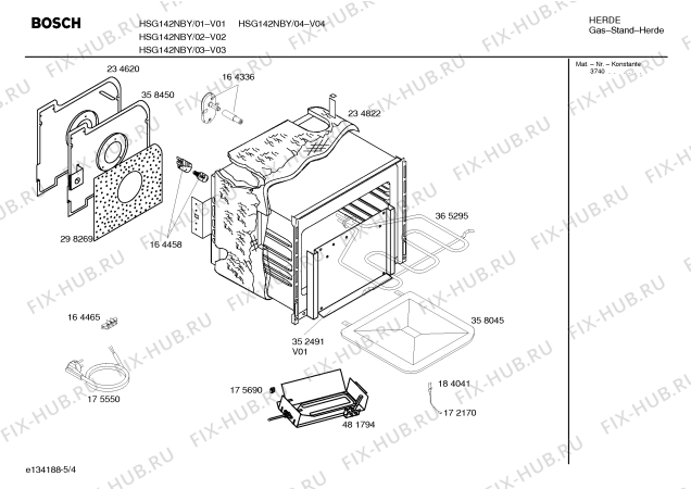 Схема №5 HSG142NBY, Bosch с изображением Инструкция по эксплуатации для плиты (духовки) Bosch 00500282