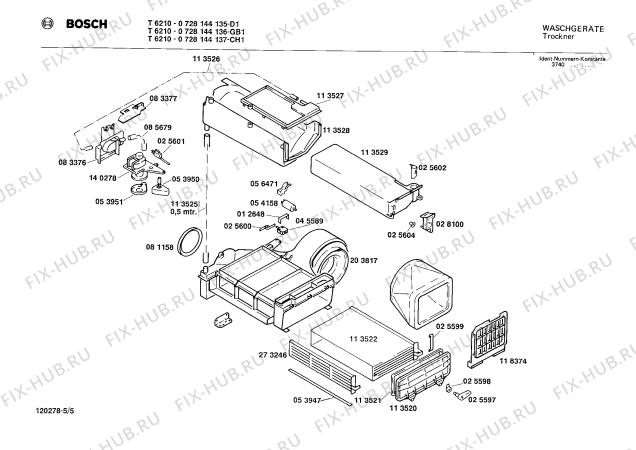 Взрыв-схема сушильной машины Bosch 0728144135 T6210 - Схема узла 05