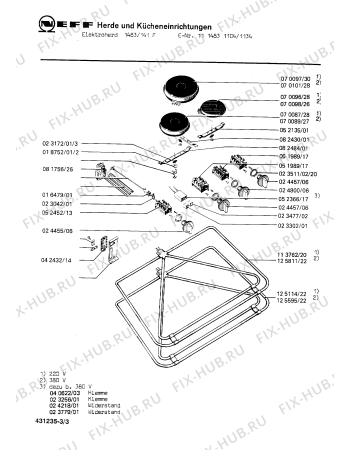 Взрыв-схема плиты (духовки) Neff 1114831134 1483/141F - Схема узла 03