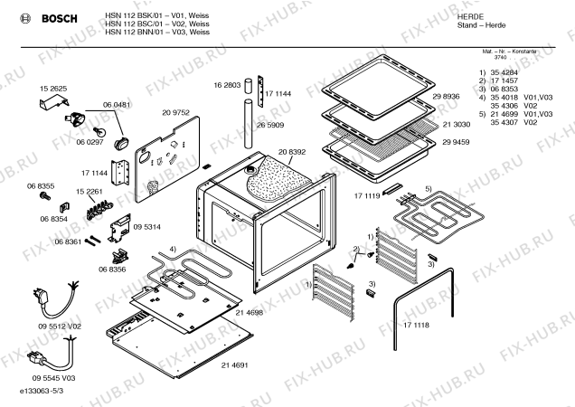 Взрыв-схема плиты (духовки) Bosch HSN112BSC - Схема узла 03