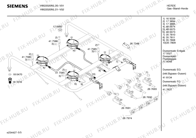 Схема №5 HM22020NL Siemens с изображением Инструкция по эксплуатации для плиты (духовки) Siemens 00583665