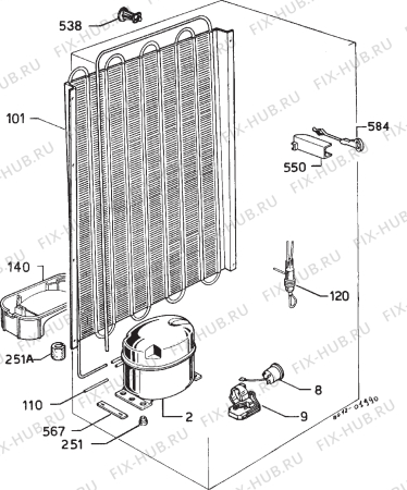 Взрыв-схема холодильника Electrolux ER2322C - Схема узла Cooling system 017