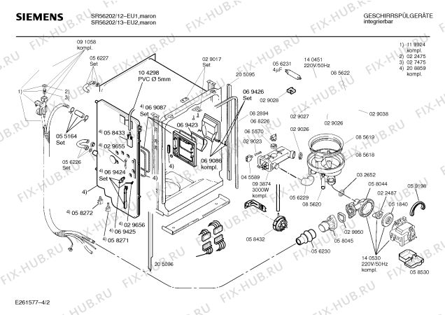 Схема №3 SR56202 с изображением Панель для посудомойки Siemens 00282241