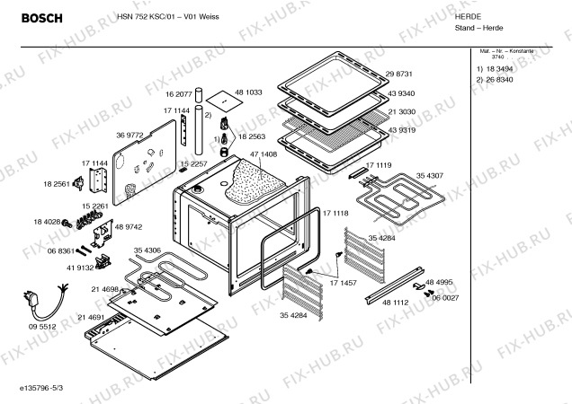 Взрыв-схема плиты (духовки) Bosch HSN752KSC - Схема узла 03