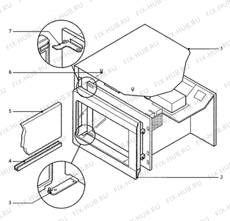 Взрыв-схема микроволновой печи Zanussi MCE975 - Схема узла Door, main (large)