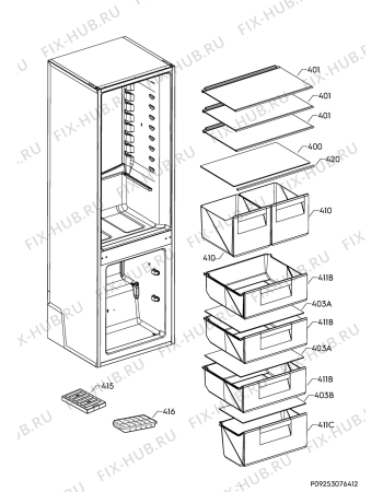 Взрыв-схема холодильника Zanussi ZBB27650SV - Схема узла Internal parts