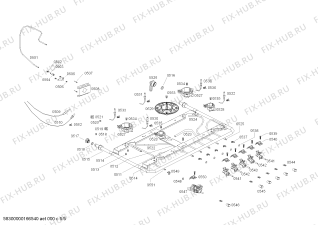 Взрыв-схема плиты (духовки) Bosch HSK39K31SC COCINA BOSCH PRO 7100 BL 220V TRIPLE LLAMA - Схема узла 05