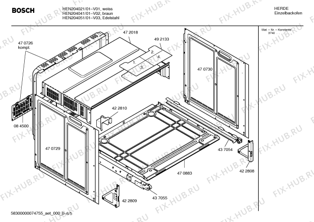 Взрыв-схема плиты (духовки) Bosch HEN204051 - Схема узла 05