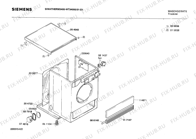 Схема №3 WT34000 SIWATHERM 3400 с изображением Панель для сушильной машины Siemens 00119205