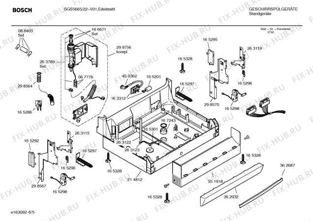 Взрыв-схема посудомоечной машины Bosch SGS5665 - Схема узла 05