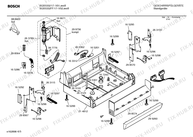 Взрыв-схема посудомоечной машины Bosch SGS5332 - Схема узла 05