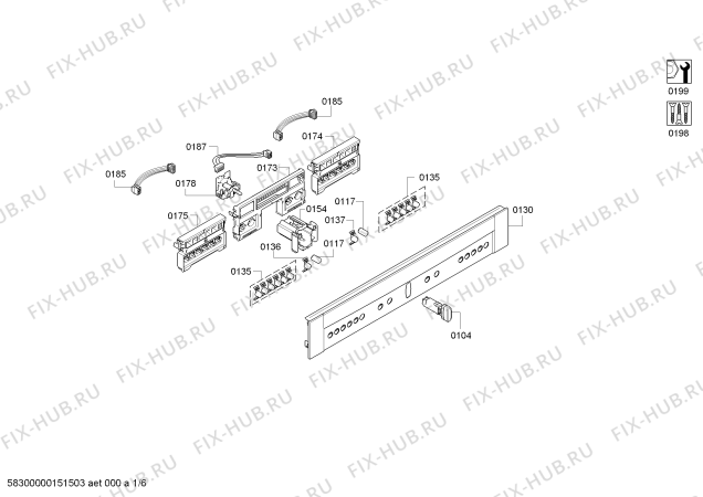 Схема №2 C67M70N0 с изображением Модуль управления, запрограммированный для плиты (духовки) Bosch 00657348