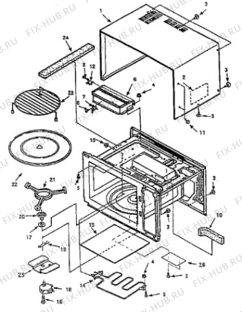 Взрыв-схема микроволновой печи Tricity Bendix IM750 - Схема узла Oven body