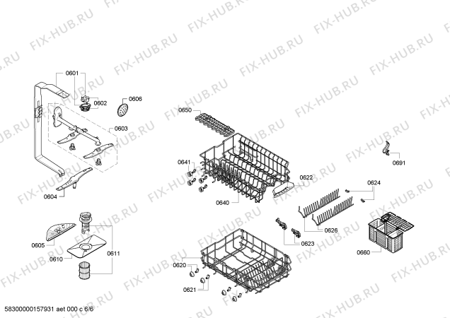 Взрыв-схема посудомоечной машины Siemens SR55E503EU - Схема узла 06
