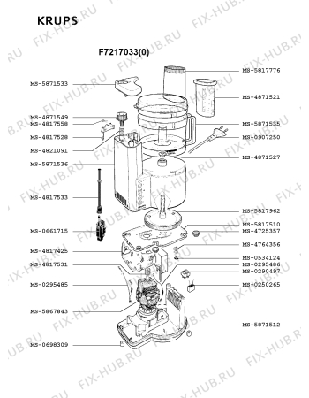 Взрыв-схема кухонного комбайна Krups F7217033(0) - Схема узла WP000356.0P2