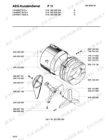 Взрыв-схема стиральной машины Aeg LAVCARAT 928 W - Схема узла Tub