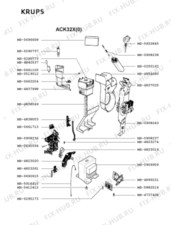 Взрыв-схема микроволновой печи Krups ACK32X(0) - Схема узла OP002072.4P2