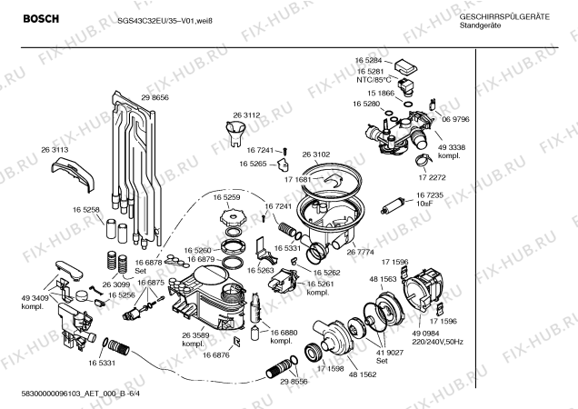 Взрыв-схема посудомоечной машины Bosch SGS43C32EU - Схема узла 04
