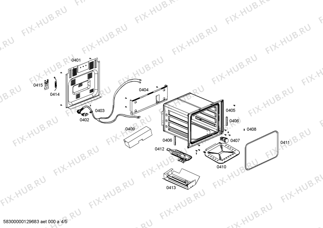 Взрыв-схема плиты (духовки) Bosch HSG16K30SC - Схема узла 04