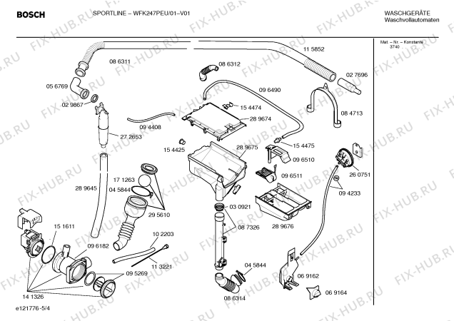Схема №4 WFK247PEU SPORTLINE с изображением Инструкция по эксплуатации для стиральной машины Bosch 00526556