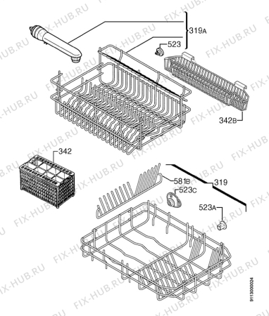 Взрыв-схема посудомоечной машины Electrolux DW80W - Схема узла Basket 160