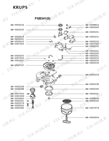 Взрыв-схема кофеварки (кофемашины) Krups FNB341(0) - Схема узла VP001882.3P2