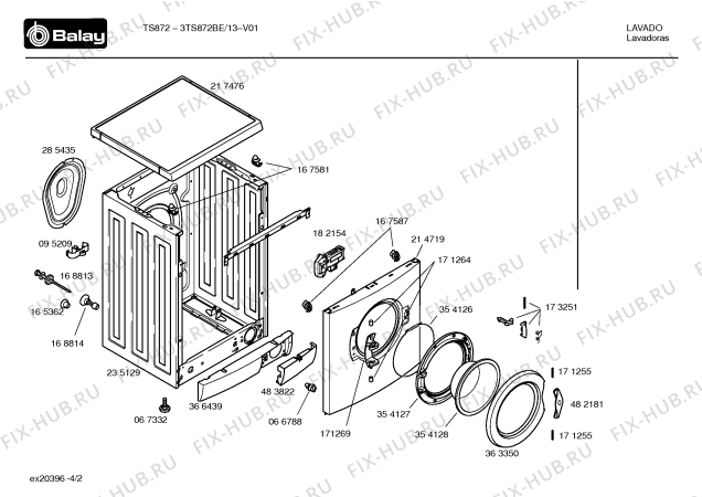 Схема №3 3TS872BE TS872 с изображением Таблица программ для стиральной машины Bosch 00416485