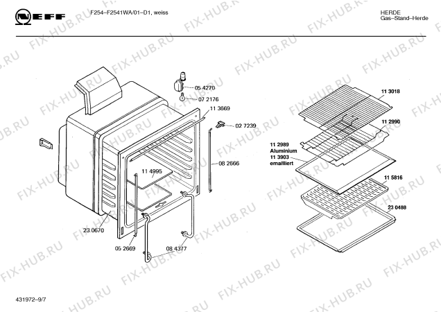 Взрыв-схема плиты (духовки) Neff F2541WA F 254 - Схема узла 08