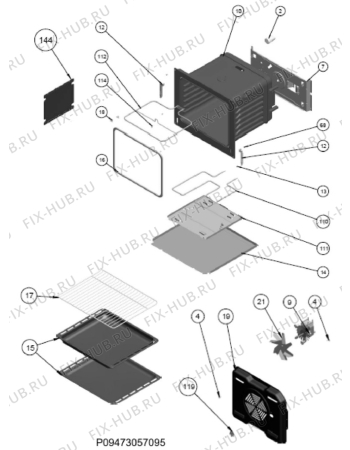 Взрыв-схема плиты (духовки) Faure CMC605W - Схема узла Section 3