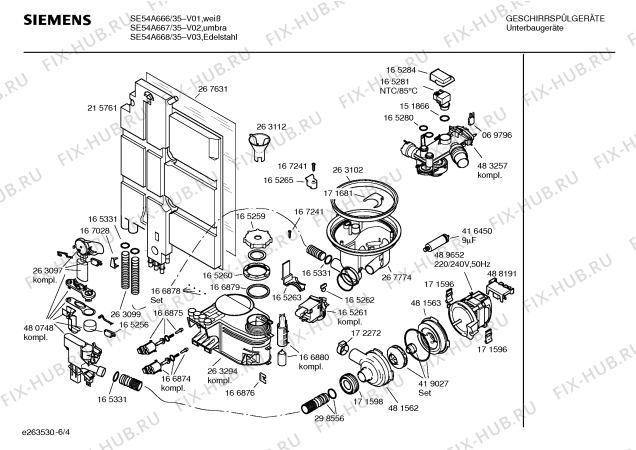 Взрыв-схема посудомоечной машины Siemens SE54A666 Extraklasse - Схема узла 04
