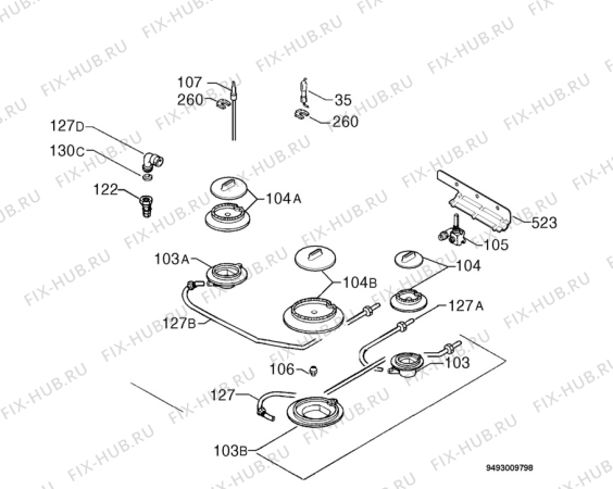 Взрыв-схема плиты (духовки) Electrolux EHM682X - Схема узла Functional parts 267