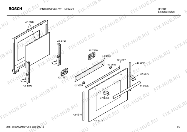 Взрыв-схема плиты (духовки) Bosch HBN131150B - Схема узла 02