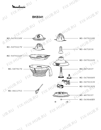 Схема №1 BKB341 с изображением Цитрус-пресс для соковыжималки Moulinex MS-5879218V