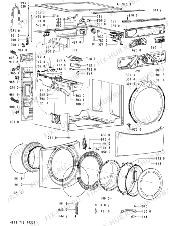Схема №2 WFW9470WW00 с изображением Рукоятка для стиралки Whirlpool 480111102818