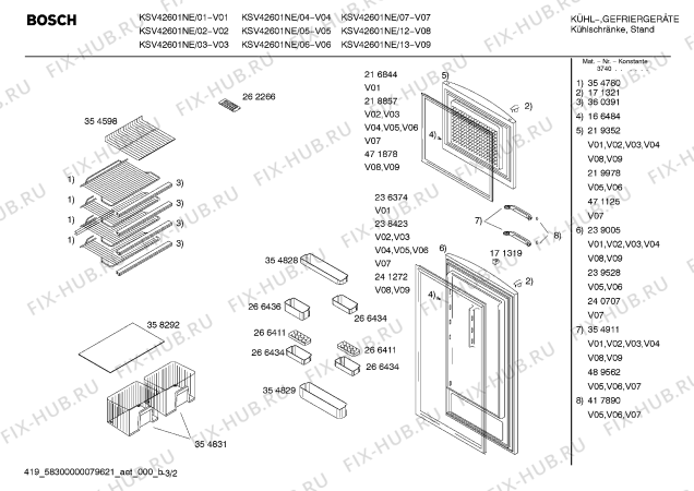 Схема №2 KSV42621FF с изображением Дверь для холодильной камеры Bosch 00239005