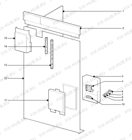 Взрыв-схема плиты (духовки) Electrolux ESI525B - Схема узла H10 Side/Back Panel